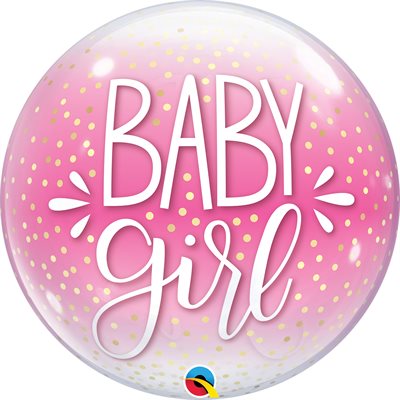 M.22'' BABY GIRL PINK& CONFETTI DOTS BUBBLE