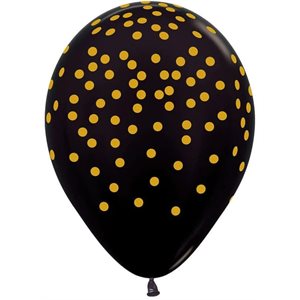 "11"" Golden Confetti Metallic Black (50pcs)"