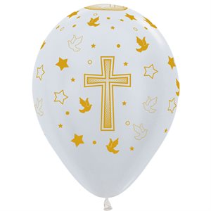 "11"" First Communion Cross Satin Pearl (50pcs)"