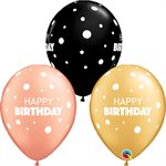 11''B.BIRTHDAY DOTS ROSE GOLD / BLACK / GOLD