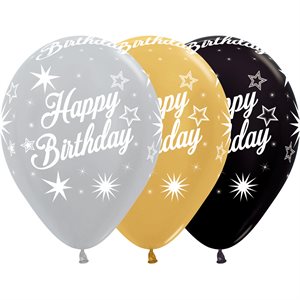 "11"" Happy Birthday Sparkles Satin Assortment (50pcs) "