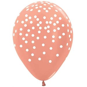 "11"" White Confetti Metallic Rose Gold (50pcs)"