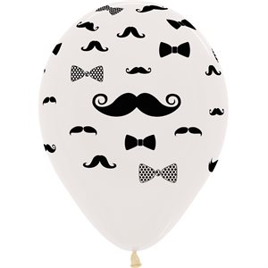 "11"" Mustache & Bow Tie Crystal Clear (50pcs) "