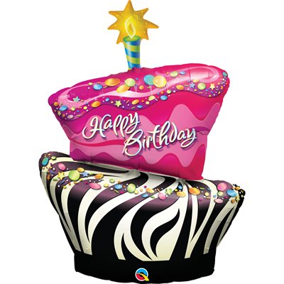 41''M. BIRTHDAY FUNKY ZEBRA STRIPE CAKE
