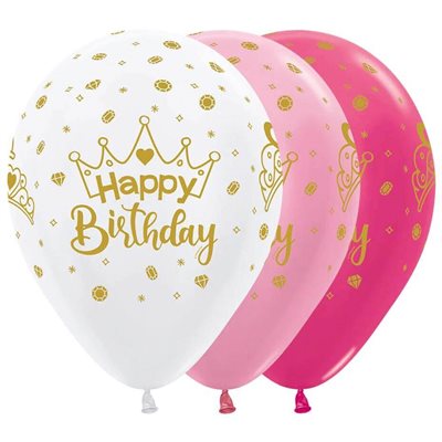 "11"" Happy Birthday Crowns Satin Assortment (50pcs) "11"" Happy Birthday Crowns Satin Assortment (50pcs)