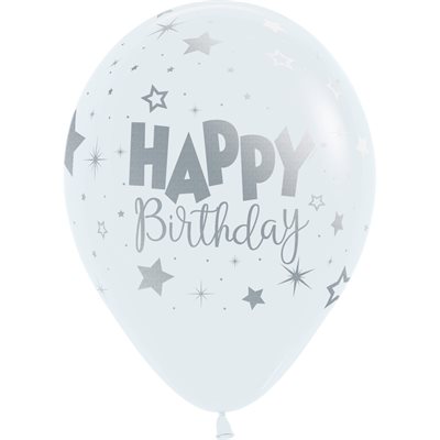 "11"" Happy Birthday Fantasy White (50pcs) " "11"" Happy Birthday Fantasy White (50pcs) "