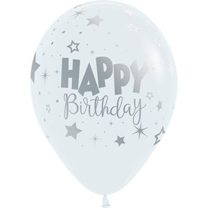 "11"" Happy Birthday Fantasy White (50pcs) "