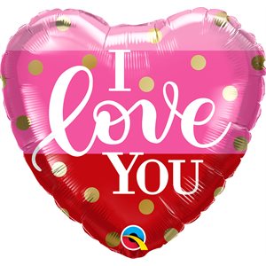 18'' M.I LOVE YOU GOLD DOTS