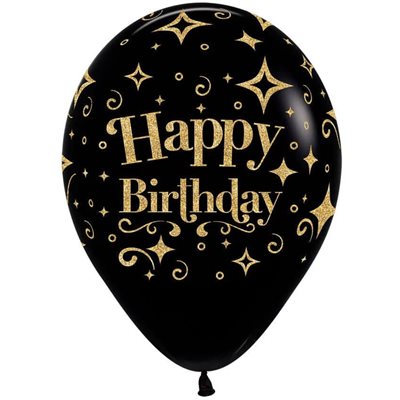 "11"" Happy Birthday Gold Diamonds Fashion Black (50pcs) "11"" Happy Birthday Gold Diamonds Fashion Black (50pcs)