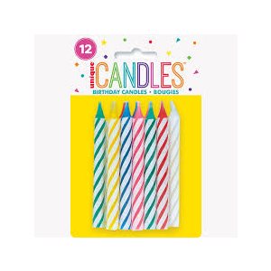 SPIRAL CANDLES MULTI PKG\12