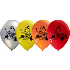 "Race Car - (50CT) 12"" Latex Balloons - 2 Sided Print"