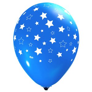 "Stars All-Over - Blue (50CT) - 12"" Latex Balloons"