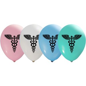 "Caduceus - (50CT) 12"" Latex Balloons - 2 Sided Print"