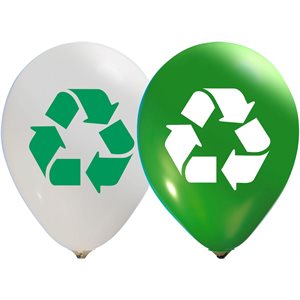 "Recycling - (50ct) 12"" Latex Balloons - 2 sides"