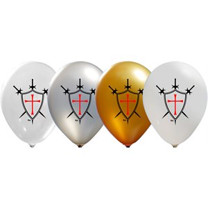 "Templar Shield - (50ct) 12"" Latex Balloons - 1 side"