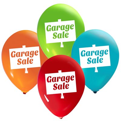 "Garage Sale - (50ct) 12"" Latex Balloons - 2 sides" "Garage Sale - (50ct) 12"" Latex Balloons - 2 sides"