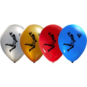"Basketball - (50ct) 12"" Latex Balloons - 2 sides"