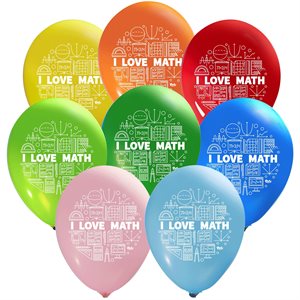 "I Love Math - (50ct) 12"" Latex Balloons - 2 sides"