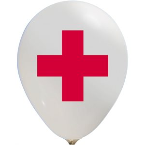 "Red Cross - (50ct) 12"" Latex Balloons - 2 sides"