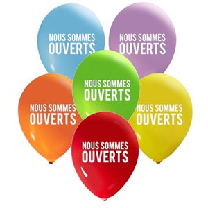 "NOUS SOMMES OUVERTS BALLOON (Assortis) -50CT 12"" BALLOONS