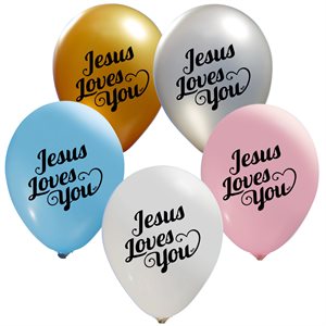 "Jesus Loves You - (50ct) 12"" Latex Balloons - 2 sides"