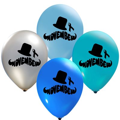"Movember - (50ct) 12"" Latex Balloons - 2 sides" "Movember - (50ct) 12"" Latex Balloons - 2 sides"