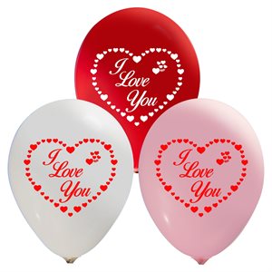 "I Love you - (50ct) 12"" Latex Balloons - 2 sides"