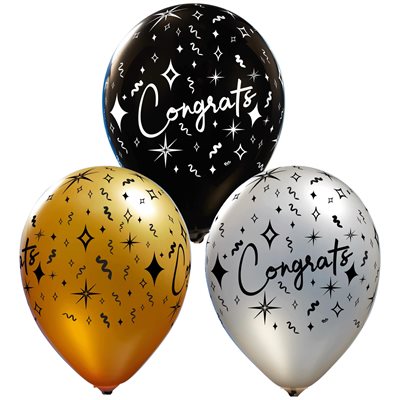 "CONGRATS Classy - (50CT) 12"" LATEX BALLOONS - ALL OVER" "CONGRATS Classy - (50CT) 12"" LATEX BALLOONS - ALL OVER"