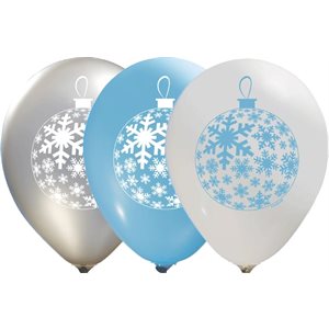"Christmas Ball (White / Light Blue / Silver) (50CT) - 12"" Late