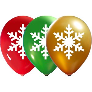 "Snowflake (50CT) - 12"" Latex Balloons - 2 Sides"