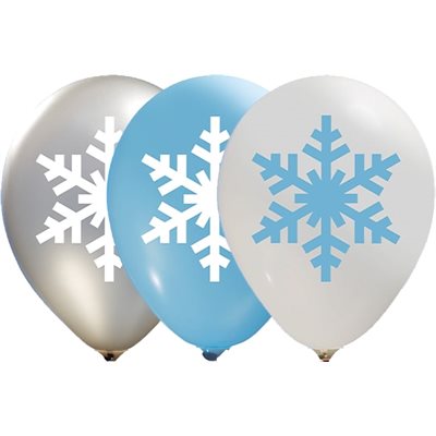 "Snowflake (50CT) - 12"" Latex Balloons - 2 Sides Silver / lig