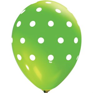 "Polka Dot All-Over (Lime) - (50CT) 12"" Latex Balloons"