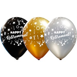 "Happy Retirement - (50CT) 12"" LATEX BALLOONS - ALL OVER -