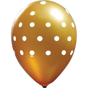 "Polka Dot All-Over (Gold) - (50CT) 12"" Latex Balloons"