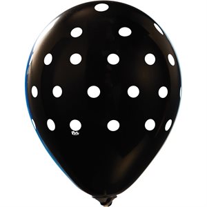 "Polka Dot All-Over (Black) - (50CT) 12"" Latex Balloons"
