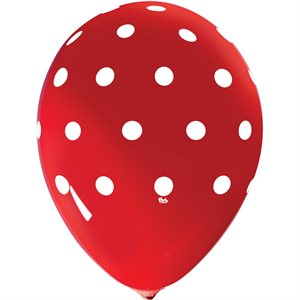 "Polka Dot All-Over (Red) - (50CT) 12"" Latex Balloons"