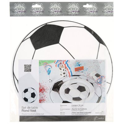 Set de table Foot Noir Ø 34 cm Sachet de 6 pièces Set de table Foot Noir Ø 34 cm Sachet de 6 pièces