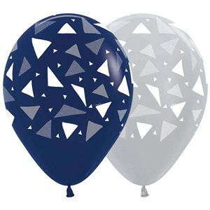 "11"" Triangles Navy Blue and Silver Assortment (50pcs)"