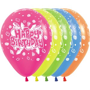 "11"" Happy Birthday Splash Neon Assortment (50pcs) "