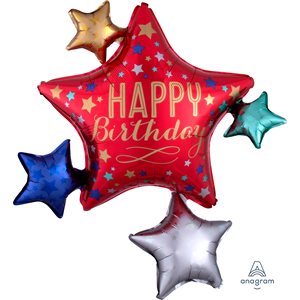 35'' M.BIRTHDAY SATIN STAR CLUSTER H / S