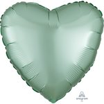 M.18'' COEUR VERT MENTHE PASTEL SATIN LUXE