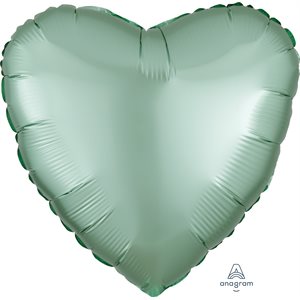 18''M.SATIN LUXE MINT GREEN HEART