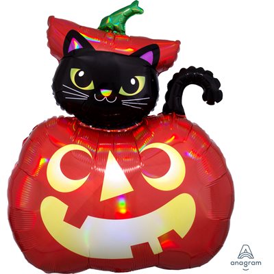 28'' M. IRIDESCENT CAT AND PUMPKIN H / S