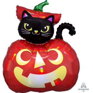 28'' M. IRIDESCENT CAT AND PUMPKIN H / S