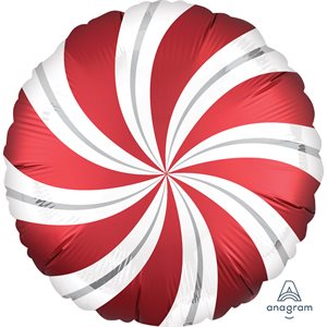 18'' M. SATIN INFUSED RED CANDY SWIRLS