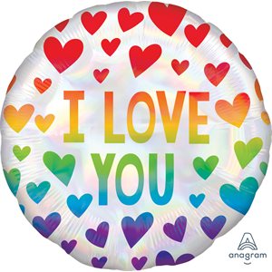 M.18'' IRIDESCENT RAINBOW HEARTS