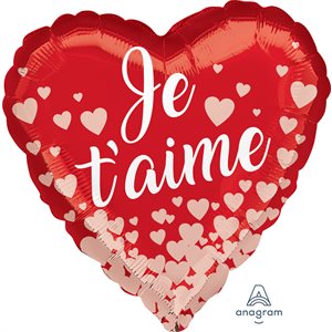 18''M. JE T'AIME ROSE GOLD HEARTS