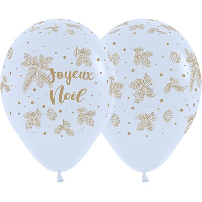 "11"" Joyeux Noël Doré Blanc (50pcs) " "11"" Joyeux Noël Doré Blanc (50pcs) "