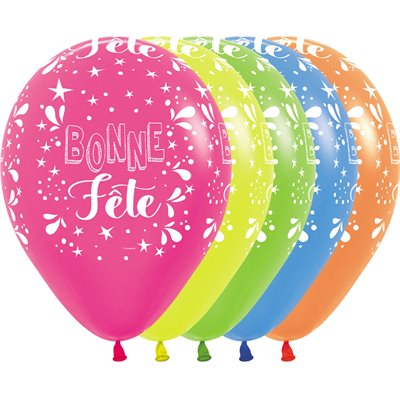 "11"" Bonne Fête Splash Neon Assortment (50pcs) "