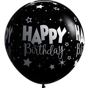 "36"" Happy Birthday Fantasy Black (2pcs) "